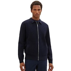 TOM TAILOR Cardigan zippé pour homme Style collège, 13160-Knted Navy Melange, 3XL