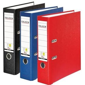 Falken Set van 3 mappen van polypropyleen, gemaakt in Duitsland, breedte 8 cm, DIN A4, verschillende kleuren, ringband, ordner, ordner, ordner, ordner