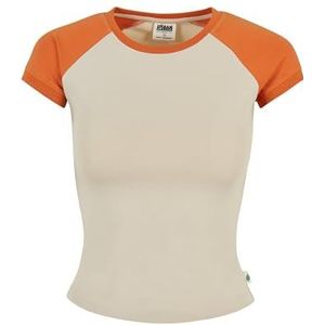 Urban Classics Dames Organic Stretch Shorts Retro Baseball Tee Dames T-shirt, Softseagrass/vintage oranje