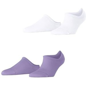 ESPRIT Fine Rhomb W Sn Set van 2 paar katoenen korte sokken met patroon, sportsokken voor dames (2 stuks), Veelkleurig (Wit Paars 0020)