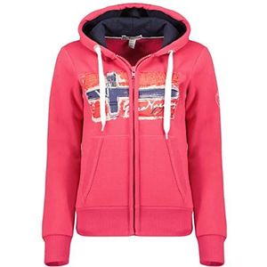 Geographical Norway Gayto Lady Sweatshirt voor dames, capuchon, zakken, kangoeroe-sweatshirt, casual, lange mouwen, warm, Roze_flash
