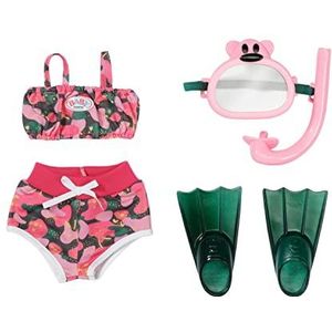 BABY born Weekend Deluxe duikset - poppen 43 cm - met 1 bikini, duikbril, 1 snorkel en vinnen - voor kleine handen, ontwikkelt empathie en sociale vaardigheden, 3 jaar + - 832806