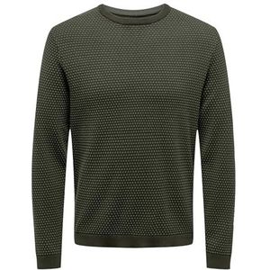 ONLY & SONS Onstapa Reg 12 Struc LS Crew Knit Noos gebreide trui voor heren, Roze/patroon: bosnacht erwten