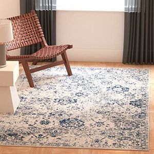 Safavieh Madison MAD611 Modern en chique tapijt, rechthoekig, geweven, voor woonkamer, slaapkamer, elk interieur, wit/koningsblauw, 91 x 152 cm