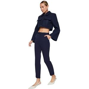 Trendyol Black Cigarette Pants Boxershorts voor dames, Navy Blauw