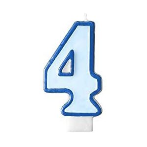 Kaars met nummer 4 voor verjaardagstaart, lichtblauw, waxkaars voor heren, verjaardag, feest, pensioen, kinderen, hemelsblauw, hoogte 7 cm