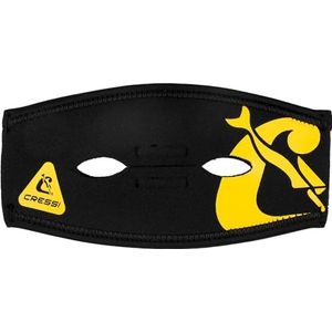 Cressi Pony Tail Neo Mask Strap Cover, neopreen riemafdekking voor duik- en duikmaskers voor volwassenen, zwart/geel, eenheidsmaat