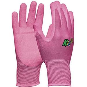 Gebol Kids Pink Werkhandschoenen voor kinderen van 5 tot 8 jaar, tuinhandschoenen met waterdichte nitrilcoating, ademende kinderhandschoenen, maat XXS (maat 5), roze, 1 paar