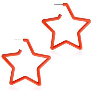 Neonoorbellen voor dames, acryl, vintage, vijfpuntig, party, jaren 80 en 90, voor meisjes, neon, Halloween, Kerstmis, feestkostuum (oranje), één maat,, Acryl, Acryl