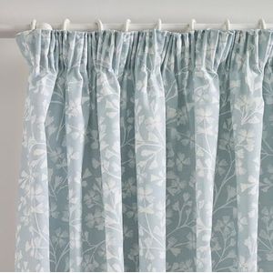 Catherine Lansfield Brooke Floral geplooide gordijnen, gevoerd, 168 x 228 cm, eendenblauw, 2 stuks