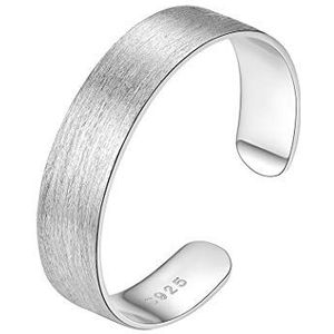 PROSILVER 925 zilver Open ring voor dames en heren, 5 mm, 10 mm breed, 15 mm, briljant/geborstelde ring, verstelbaar, minimalistisch sieraad, zilver 925 zonder steen, 925 zilver, zonder edelstenen
