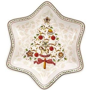 Villeroy & Boch Winter Bakery Delight middelgrote schaal in stervorm ""kerstboom"", premium porselein, wit/rood/beige