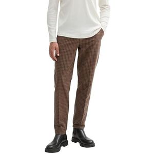 TOM TAILOR Denim 1043643 Cargobroek voor heren, recht taps toelopend, 36080 - Bruin Multi Satorial Check, L