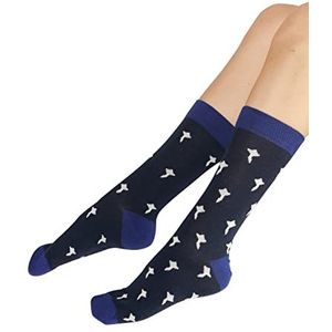 People Tree Motief sokken (2 stuks) dames, Navy Blazer, Spectrum Blue en ecru, 35 - 38 EU, Navy Blazer, Spectrum Blue en ecru