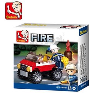 Sluban Jeep de Brandweerman, bouwstenen, M38-B0621, meerkleurig