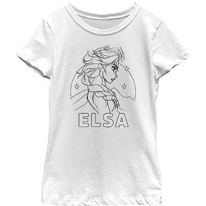 Disney Frozen Elsa Simple Black Outline Side Portrait Girls T-shirt standaard wit, Wit