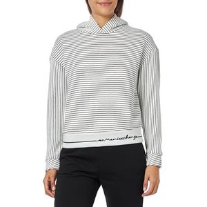 Armani Exchange Gestreepte jersey hoodie met signatuur logo hoodie dames, Zwart/Wit
