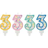 Folat 24173 Sprinkles taartkaars cijfer 3 9 cm assortiment voor verjaardag, verjaardagsdecoratie voor kinderen, feesten, bruiloften, bedrijfsfeesten, verjaardagen, meerkleurig