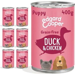 Edgard & Cooper Natuurlijk Natvoer voor puppy's - graanvrij - 6 x 400g - Eend & kip - Smakelijk vers vlees met hoog eiwitgehalte, gezonde ingrediënten.
