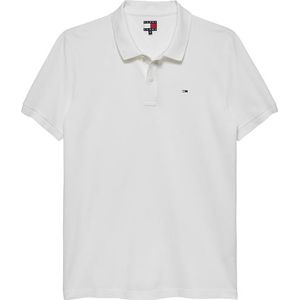Tommy Jeans TJM Slim PLACKET EXT S/S poloshirt voor heren, wit, S, wit (ecru), S, Wit (ecru), S
