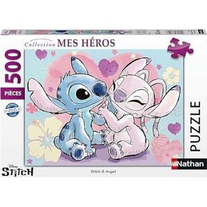 Puzzles Nathan - Puzzel 500 stukjes - Stitch & Angel - Volwassenen en kinderen vanaf 12 jaar - Hoogwaardige puzzel - Perfecte inbouw - Mijn helden collectie - Disney - 87322