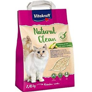 Vitakraft 39425 Natural Clean biologisch afbreekbare kattenbakvulling op maïsbasis, wit, 2,4 kg