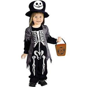 Ciao - Scheletrino Baby Skeleton kostuum voor kinderen (3-4 jaar) met snoepzak of slabbetje, zwart, wit, 28025.3 - 4
