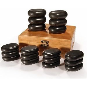Master Massage Hot Stone Lot de 18 pierres de massage chaudes dans une boîte décorative en bambou