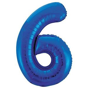 Unique Party reuzenballon nummer 6, blauw, 86 cm