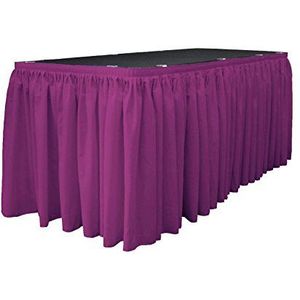 LA Linen Tafelrok van polyester popeline 5,3 m x 73,9 cm lang met 20 L-clips in magenta