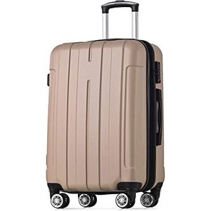 Merax Carry-On-kofferset met TSA-slot en universeel wiel, uittrekbaar, met telescopische handgreep, Champagne, Harde hoes