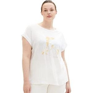 TOM TAILOR T-shirt grande taille pour femme avec imprimé, 10315 - Whisper White, 46/taille unique