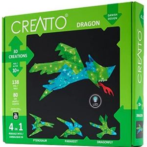 Kosmos Creatto Dragon 3D-lichtfiguren, 3D-puzzelset voor draak, vliegsaurier, zittafel of libellule, creatieve kamerdecoratie, 138 steekstukken, 80-delige led-lichtketting voor kinderen en volwassenen