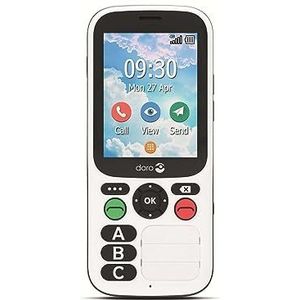 Doro 780X 4G GSM zeer eenvoudig te bedienen met slechts drie grote directe keuzeknoppen, Bluetooth, noodoproepknop, GPS, wifi, IP54 waterdicht, zwart/wit, 380474