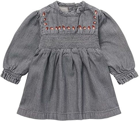 Noppies Baby Loa Jurk Casual Denim Grijs P328, 50 cm Baby Meisje, grijs.