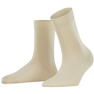 FALKE Katoenen damessokken, ademend, duurzaam, dun, effen, glanzend, elegant, platte teennaad voor dagelijks gebruik en werk, 1 paar, Beige (Cream 4011) nieuw - milieuvriendelijk