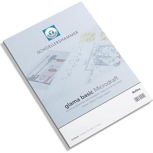 Honsell 25506 Glama Microdraft tekenpapier, DIN A4, 50 vellen, 80-85 g/m², voor technische tekeningen, schetsen met potlood, vilt, inkt