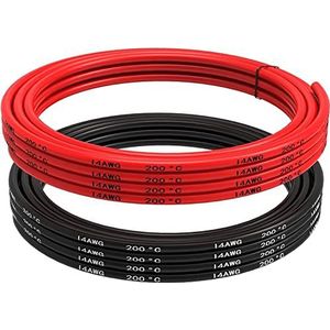 YUNIQUE BELGIË 14 AWG siliconen kabel flexibele elektrische draad 5 meter [2,5 m zwart en 2,5 m rood] vertind koperdraad kabel hoge temperatuurbestendigheid