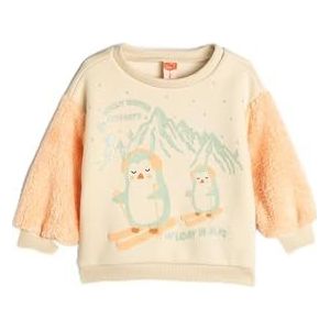 Koton Sweat-shirt pour bébé fille taille moyenne avec cordon de serrage et détail de poche Slogan imprimé, Beige (050), 12-18 Monate