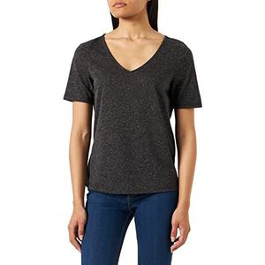 Vila Visina Top-Noos T-shirt voor dames, V-hals, S/S, zwart, L, zwart.