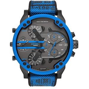 Diesel Mr. Daddy horloge voor heren, multifunctioneel uurwerk met siliconen, roestvrij staal of lederen band.