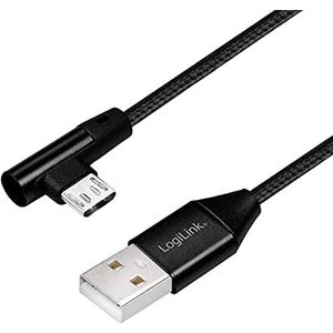 USB 2.0 naar micro-USB aansluitkabel 90° hoek zwart 1m