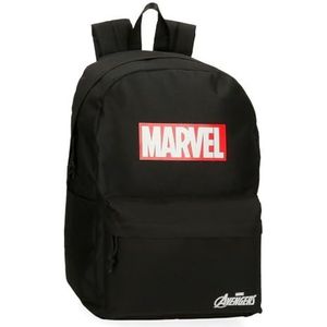 Joumma Marvel Marvel Red Logo schoolrugzak, 15,6 inch, zwart, 31,5 x 45 x 15 cm, polyester, 21,26 l, zwart, schoolrugzak, geschikt voor trolley, zwart., Schoolrugzak aanpasbaar aan trolley