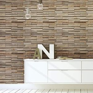 Ambiance Zelfklevende wandbekleding – materialen stickers voor badkamer, keuken en woonkamer muursticker afdekking houteffect | H 40 x B 40 cm
