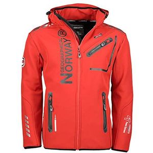 Geographical Norway ROYAUTE Men Softshell jas voor heren, waterdicht, jas met capuchon, outdoor, winddicht, tactisch, winter, buitenactiviteiten, Rood/Zwart