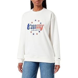 Tommy Jeans Tjw Relaxed Tommy Stars Crew Trainingspak voor dames, Oud wit