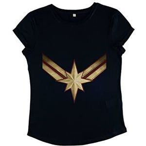 Marvel Dames Captain kostuum symbool lange mouwen shirt, Navy Blauw