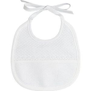 Filet - Klein slabbetje van zachte stof met ruitpatroon, wit, met zak van Aida-stof, ideaal voor baby's en de eerste maanden, gemaakt in Italië, wit
