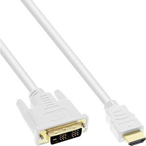 InLine 17659U HDMI DVI kabel HDMI stekker naar DVI stekker 18 + 1 0,5 m wit / goud