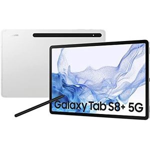 Samsung Galaxy Tab S8+, 12,4 inch, 256 GB intern geheugen, 8 GB RAM, 5G, Android tablet inclusief S Pen Silver